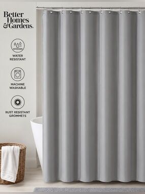 Better Homes & Gardens Gray PEVA Waterproof Shower Curtain 70” x 72” Open Box
